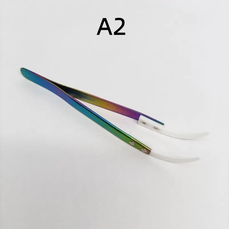 Straw Joint Stainless Steel Ceramic Tweezers High Temperature Head Changeable DIY Repair Hand Tool Rainbow 1Pcs