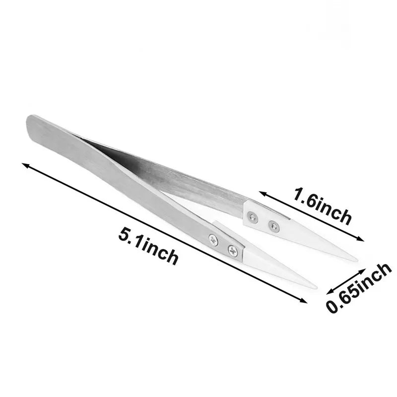 Straw Joint Straight Ceramic Tweezers for DIY Repair Hand Tool 1Pcs