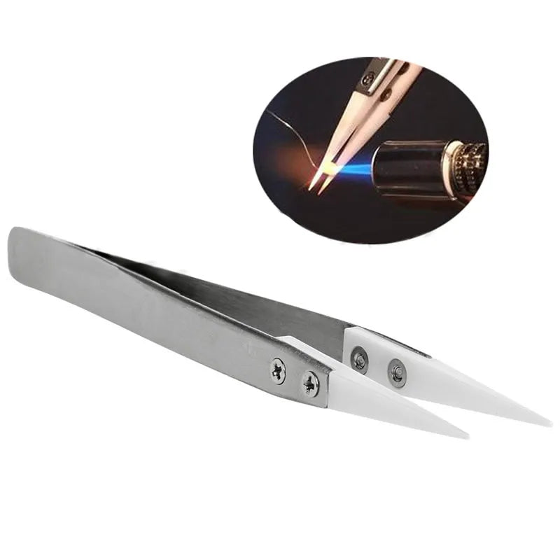 Straw Joint Straight Ceramic Tweezers for DIY Repair Hand Tool 1Pcs