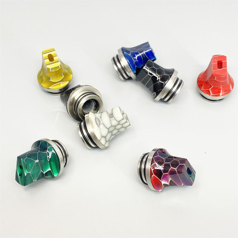 1PCS 510 810 Stainless Steel + Resin Flat Mouth Straw Joint Random Color