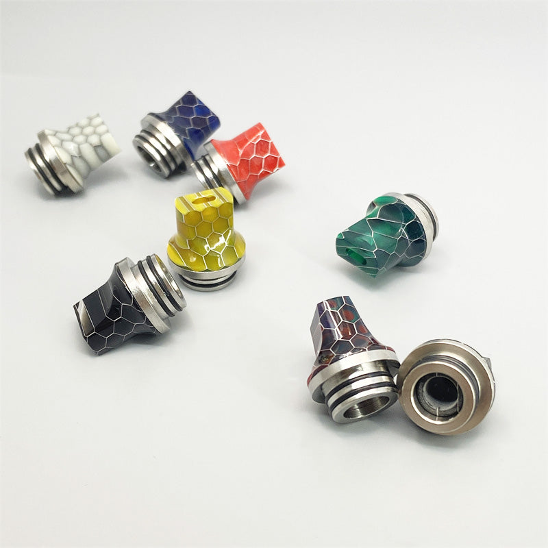 1PCS 510 810 Stainless Steel + Resin Flat Mouth Straw Joint Random Color