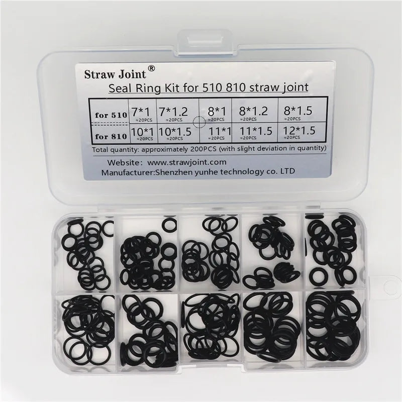 510 810 Silicone straw Joint sealing ring SET (Paper 200PCS/pack) O-Ring