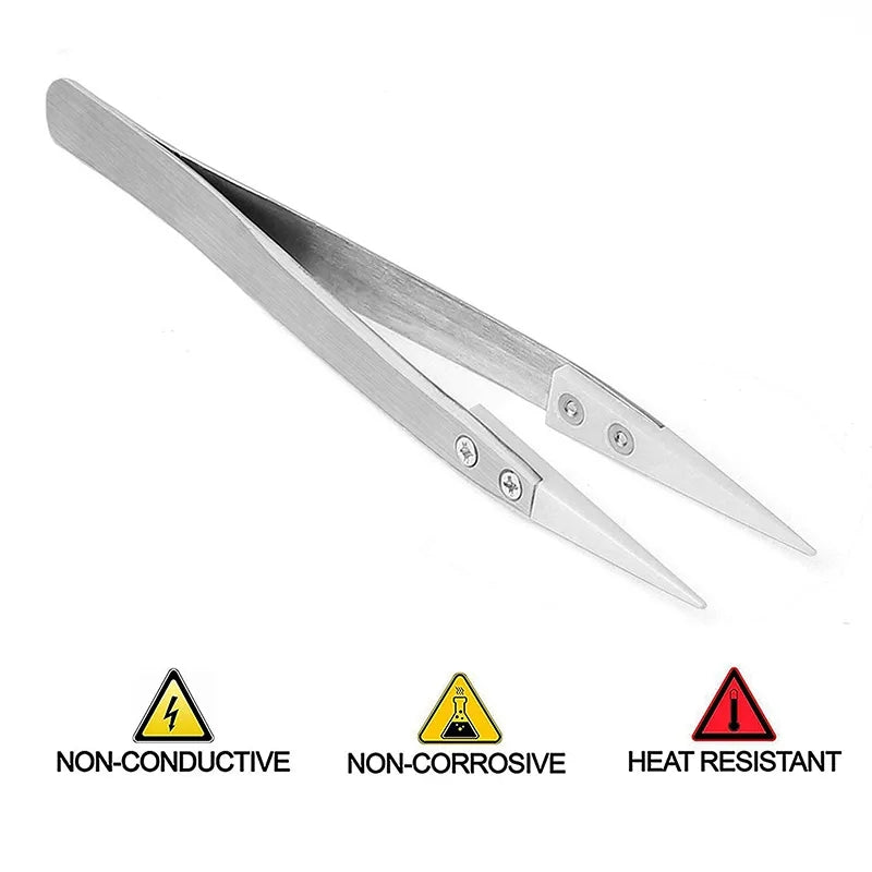 Straw Joint Straight Ceramic Tweezers for DIY Repair Hand Tool 1Pcs
