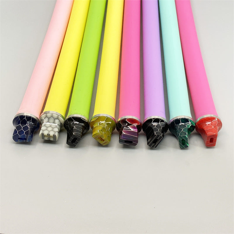 1PCS 510 810 Stainless Steel + Resin Flat Mouth Straw Joint Random Color
