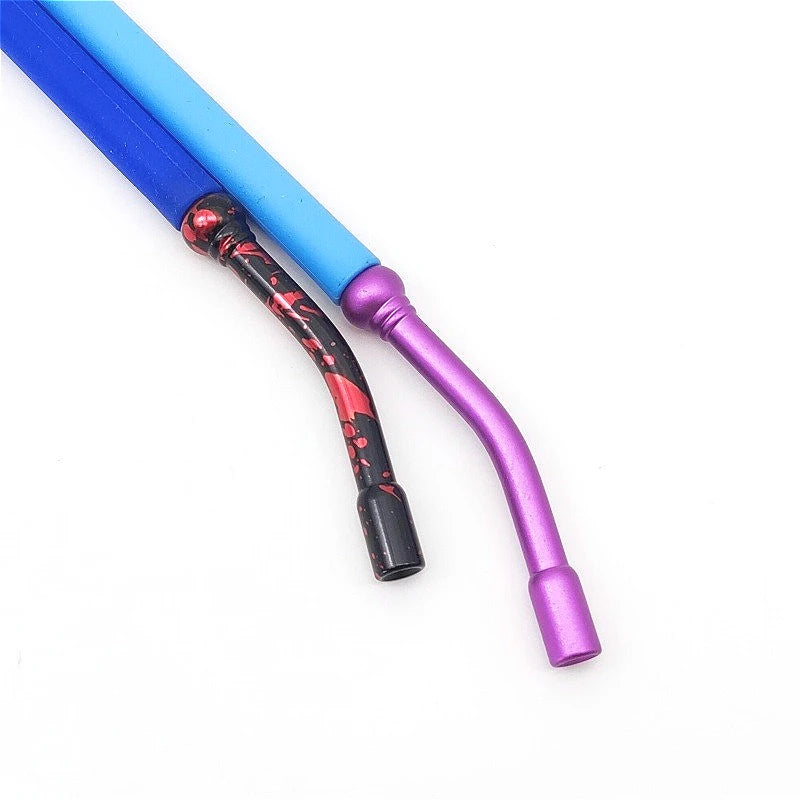 1PC 510 Smooth Surface Star Spot Aluminum Long Curved Dripping Nozzle Straw Joint