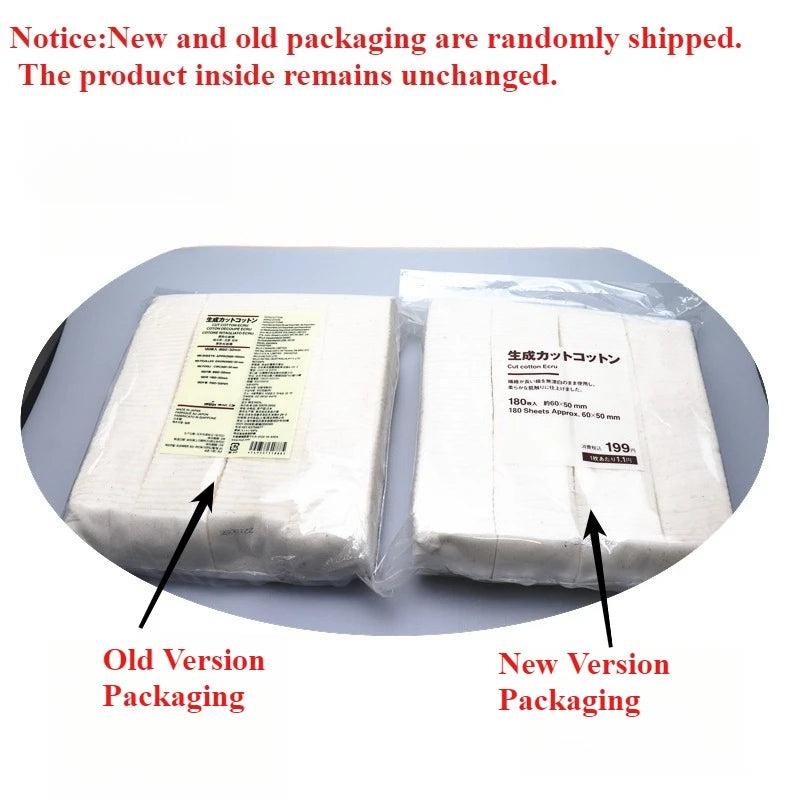 1bag Organic 100% Cotton Soft Pad 180 Sheets 50x60mm Clean Cotton