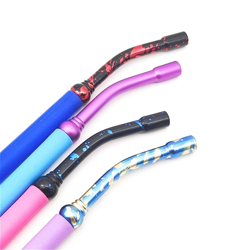 1PC 510 Smooth Surface Star Spot Aluminum Long Curved Dripping Nozzle Straw Joint