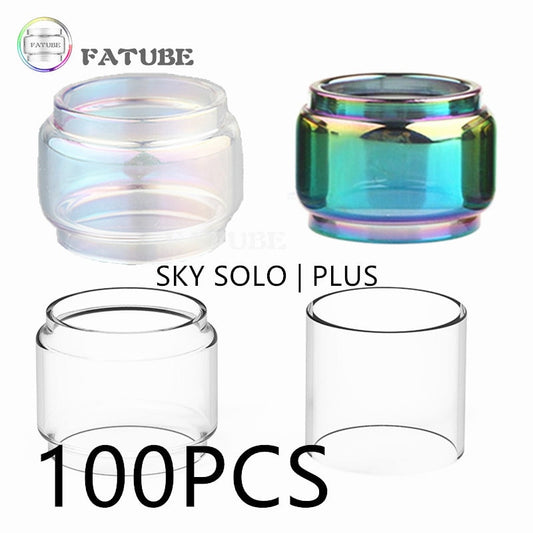 100PCS GLASS Cup for Vaporesso sky solo plus 8ml / SKY solo 3.5ml Straw joint seal ring FATUBE Rainbow clear Straight bubble