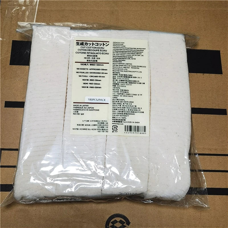 1bag Organic 100% Cotton Soft Pad 180 Sheets 50x60mm Clean Cotton