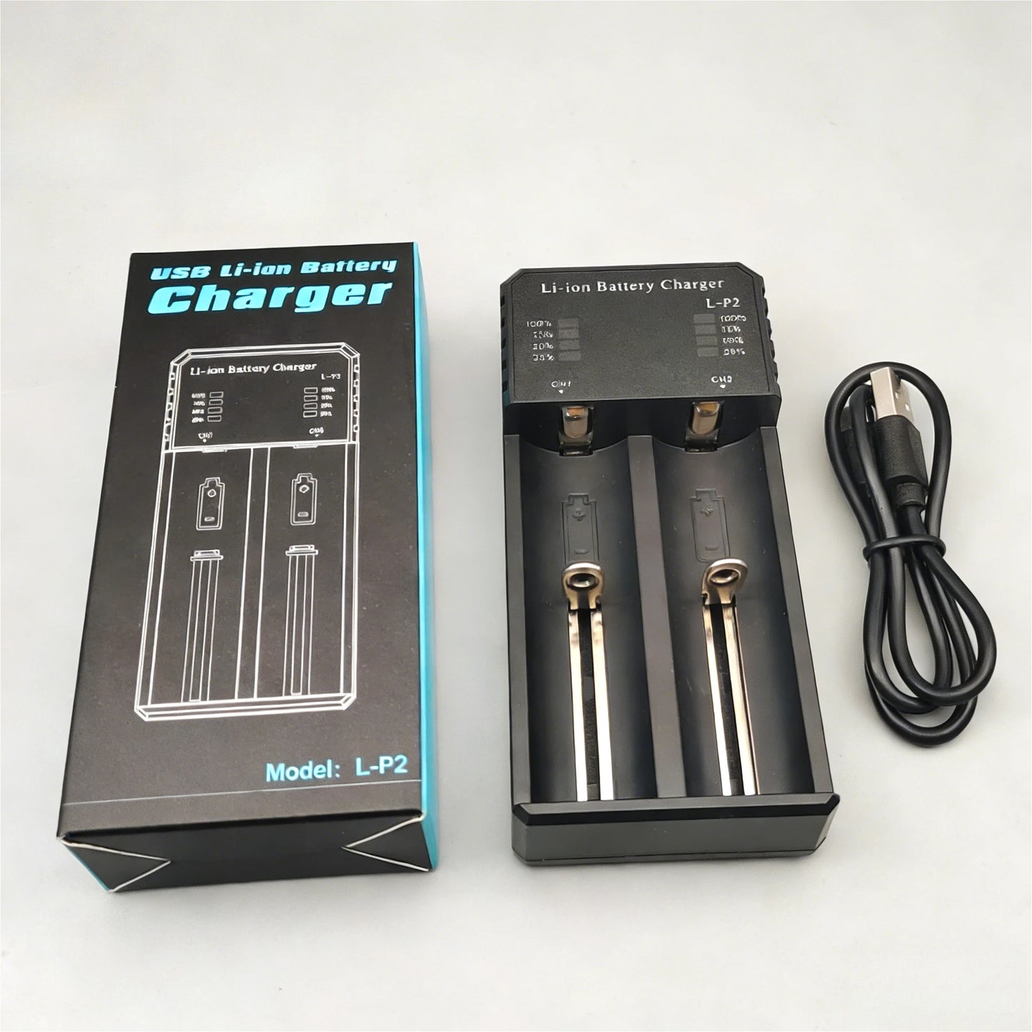 New Version 3.6V/3.7V Multi-Function Dual-Slot Lithium Battery Charger USB Type-C Port