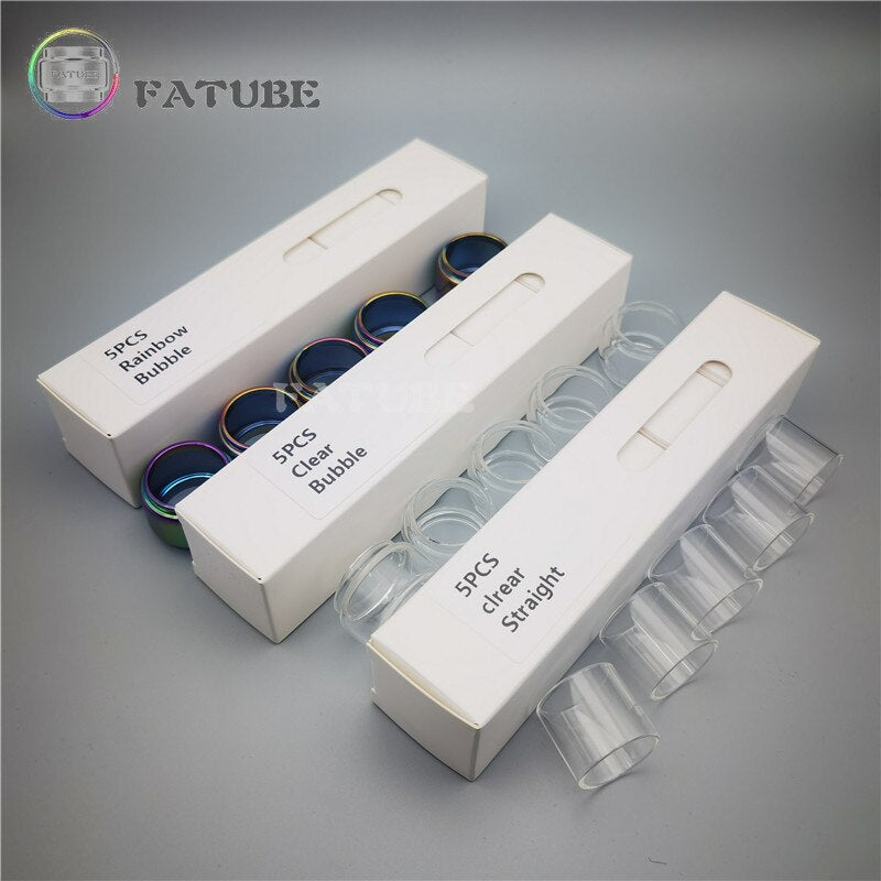 5PCS FATUBE Straight Bubble Clear Rainbow Spare GLASS TUBE Cup Independent Carton customized ( model or size U need)ABCD