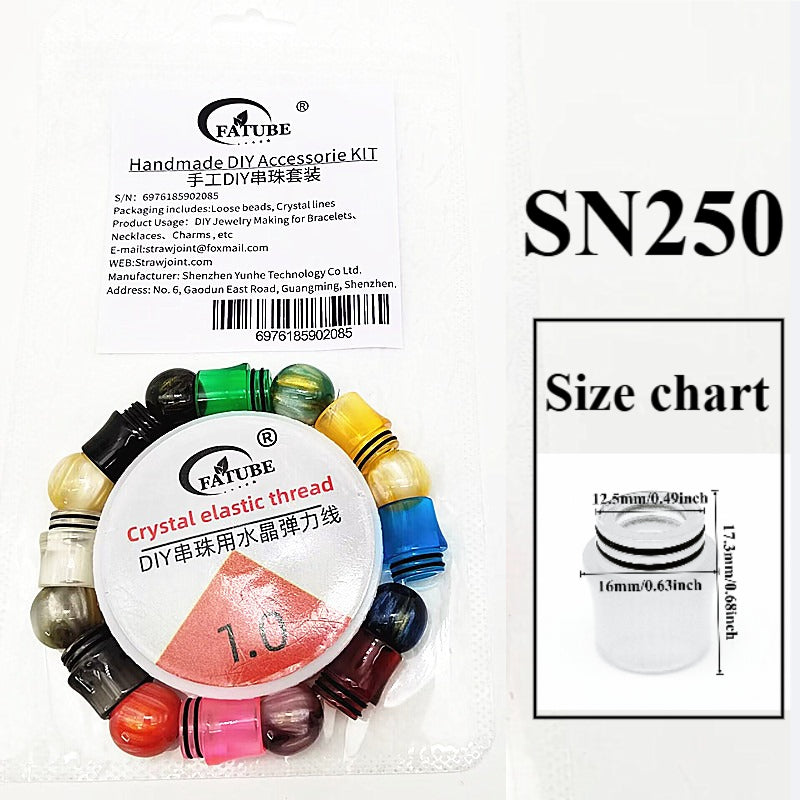 Mixed Imitation Agate Resin Barrel Loose Beads With 1.0mm Elastic Cord DIY Bracelet Jewelry Making Supplies