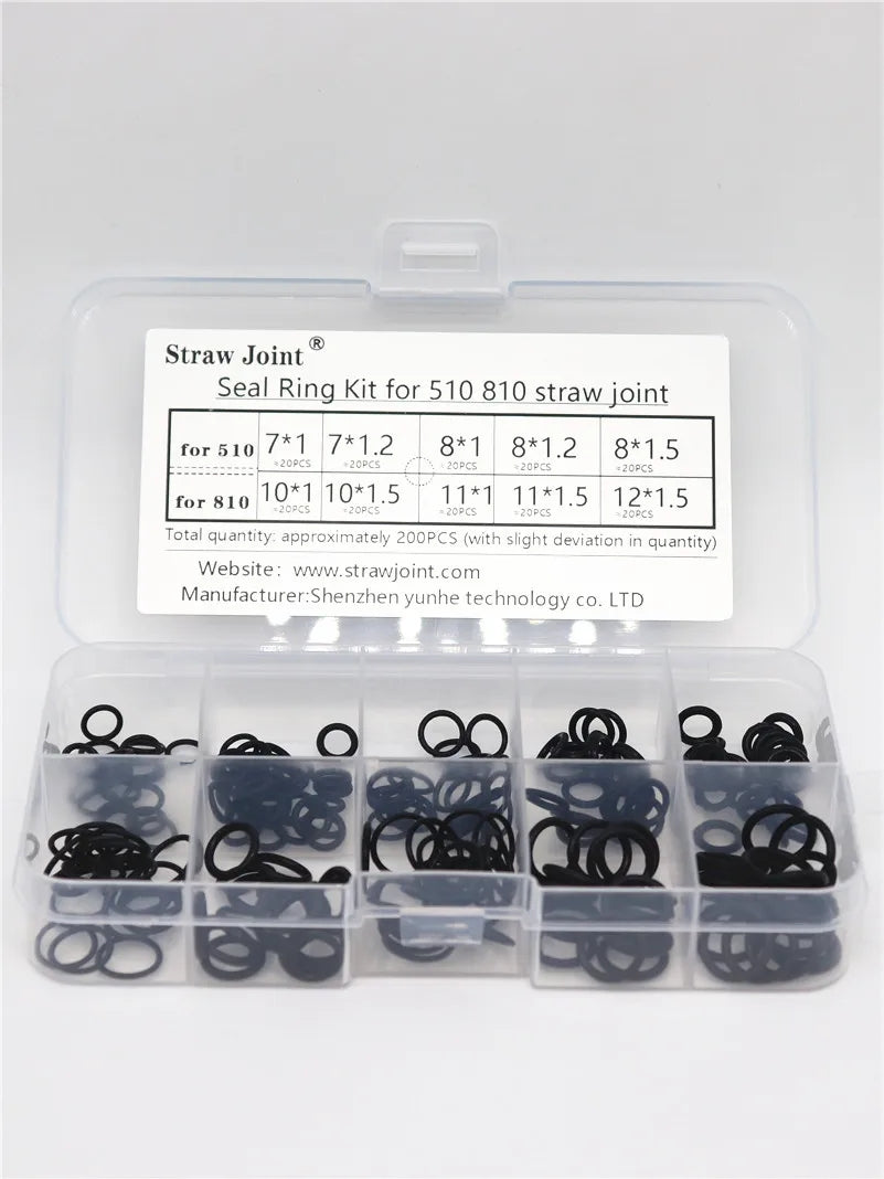 510 810 Silicone straw Joint sealing ring SET (Paper 200PCS/pack) O-Ring