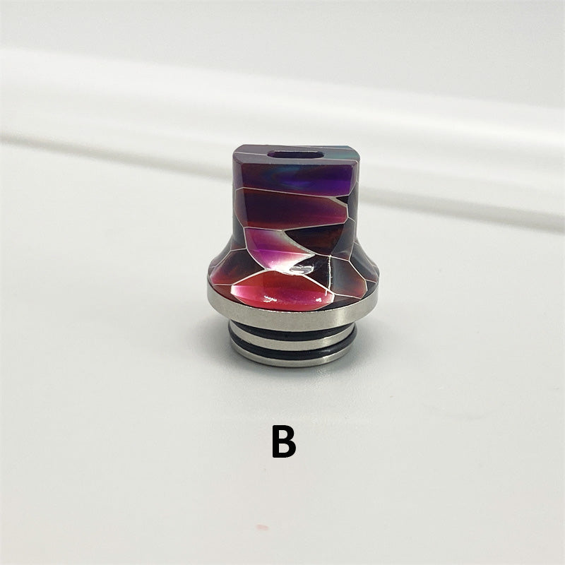 1PCS 510 810 Stainless Steel + Resin Flat Mouth Straw Joint Random Color