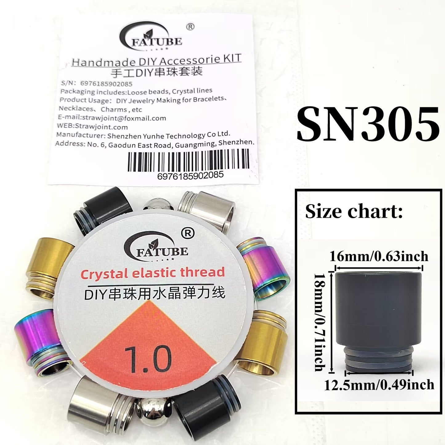 Multicolor Stainless Steel Grooved Tube Spacer Beads DIY Jewelry Making Kit With 1.0mm Crystal Elastic Thread For Bracelet Necklace Craft.
