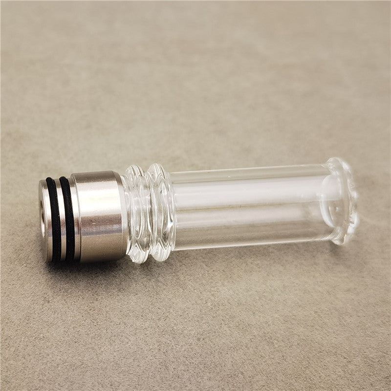 1PCS 510 810 Stainless Steel + Glass Long Straight Straw Joint
