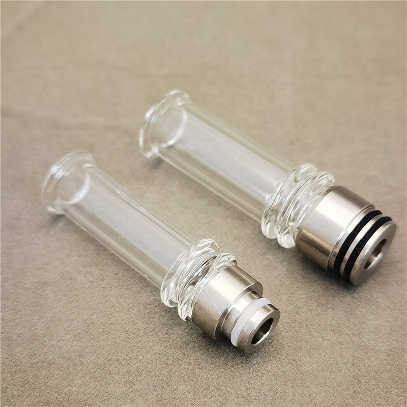 1PCS 510 810 Stainless Steel + Glass Long Straight Straw Joint