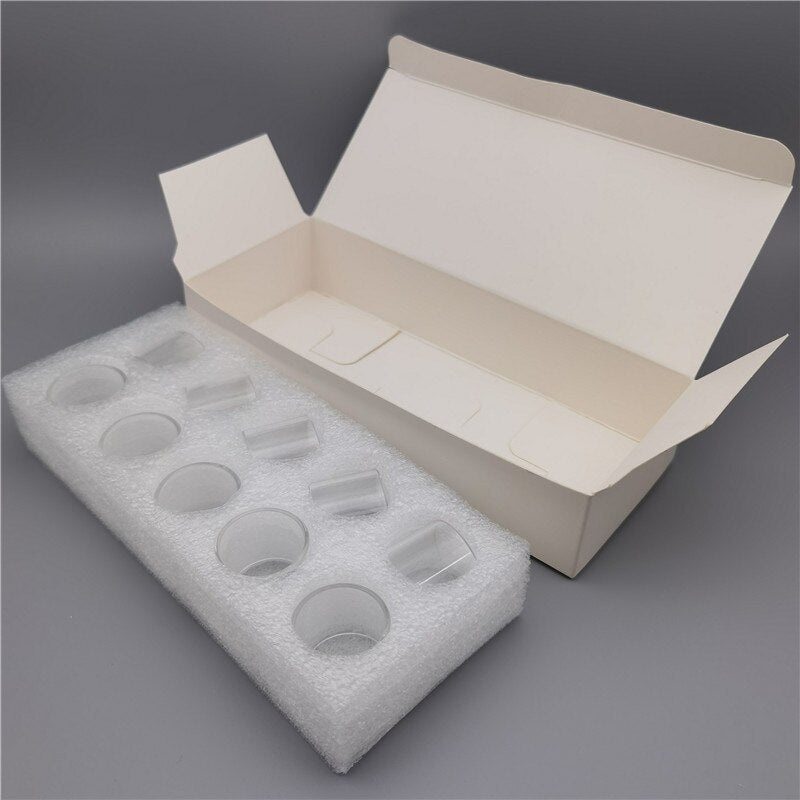 Drinkware 100pcs Bubble Straight Mini Glass TUBE buffer cotton and carton packaging GLASS CUP ABCD sky solo 3.5ml plus 8ml