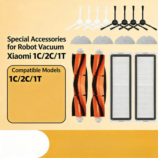 Replacement Parts for Xiaomi Mi Robot Vacuum-Mop 1C 2C 1T | HEPA Filter, Main Brush, Side Brush, Mop Cloth