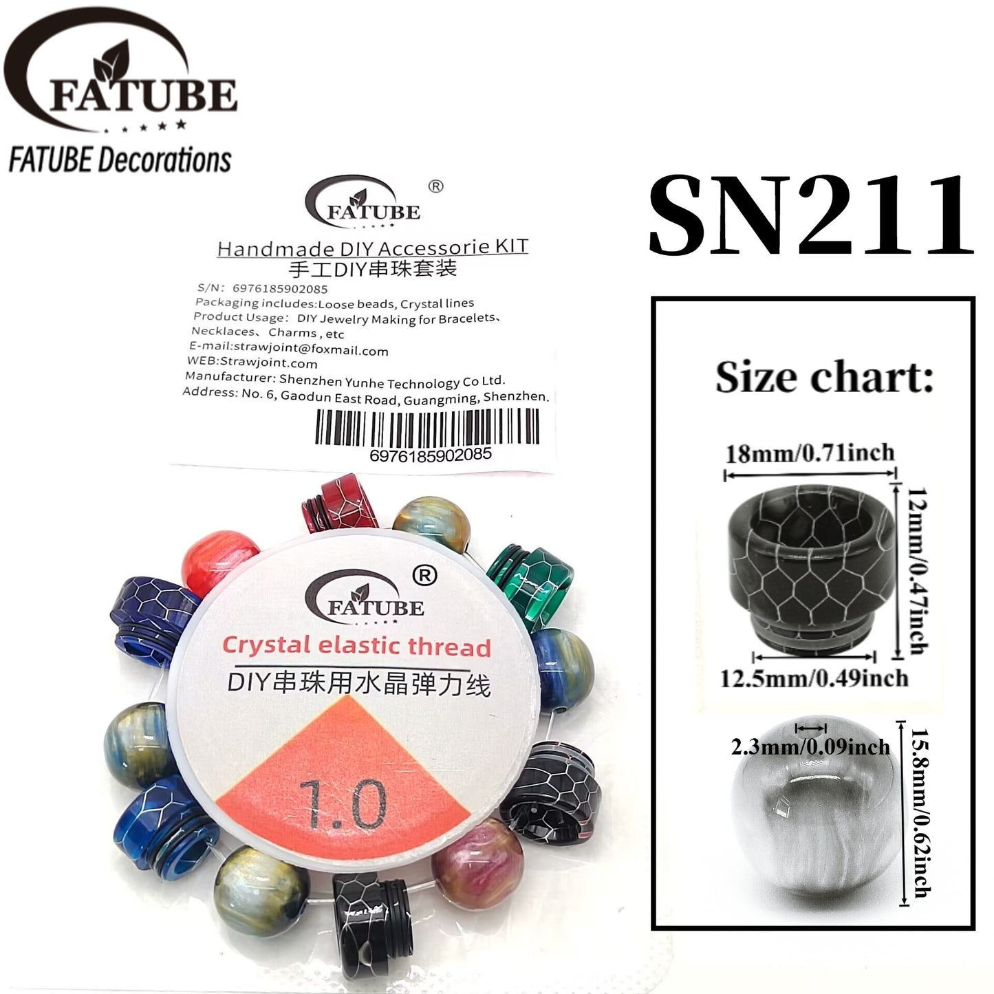 Mixed Color Crack Texture Resin Spacer Beads Set Handmade Jewelry Bracelet Accessories Material.