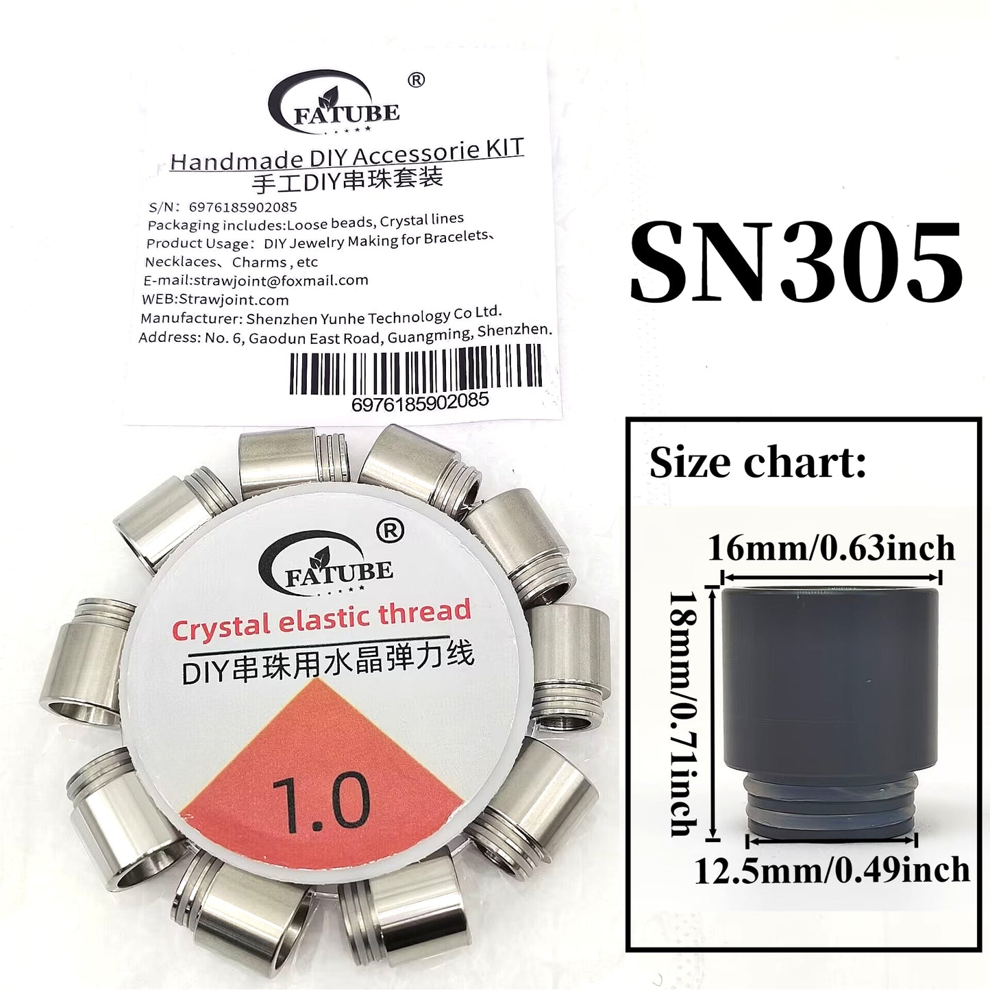 Multicolor Stainless Steel Grooved Tube Spacer Beads DIY Jewelry Making Kit With 1.0mm Crystal Elastic Thread For Bracelet Necklace Craft.