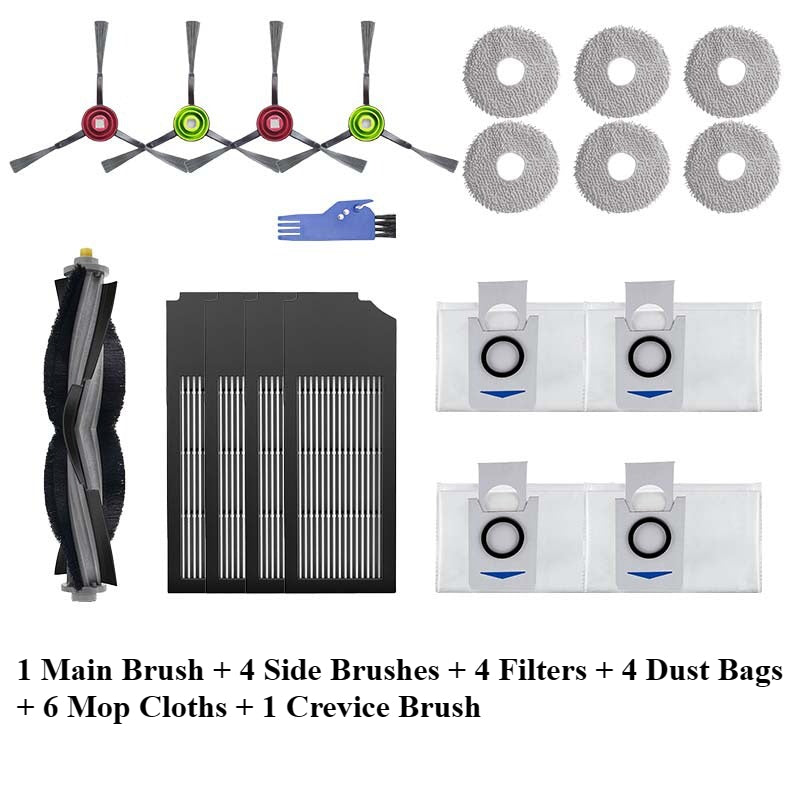 Replacement Accessories for ECOVACS X1 / T10 OMNI Robot Vacuum, Dust Bag, Mop Pads, Roller Brush, Side Brush, Filter