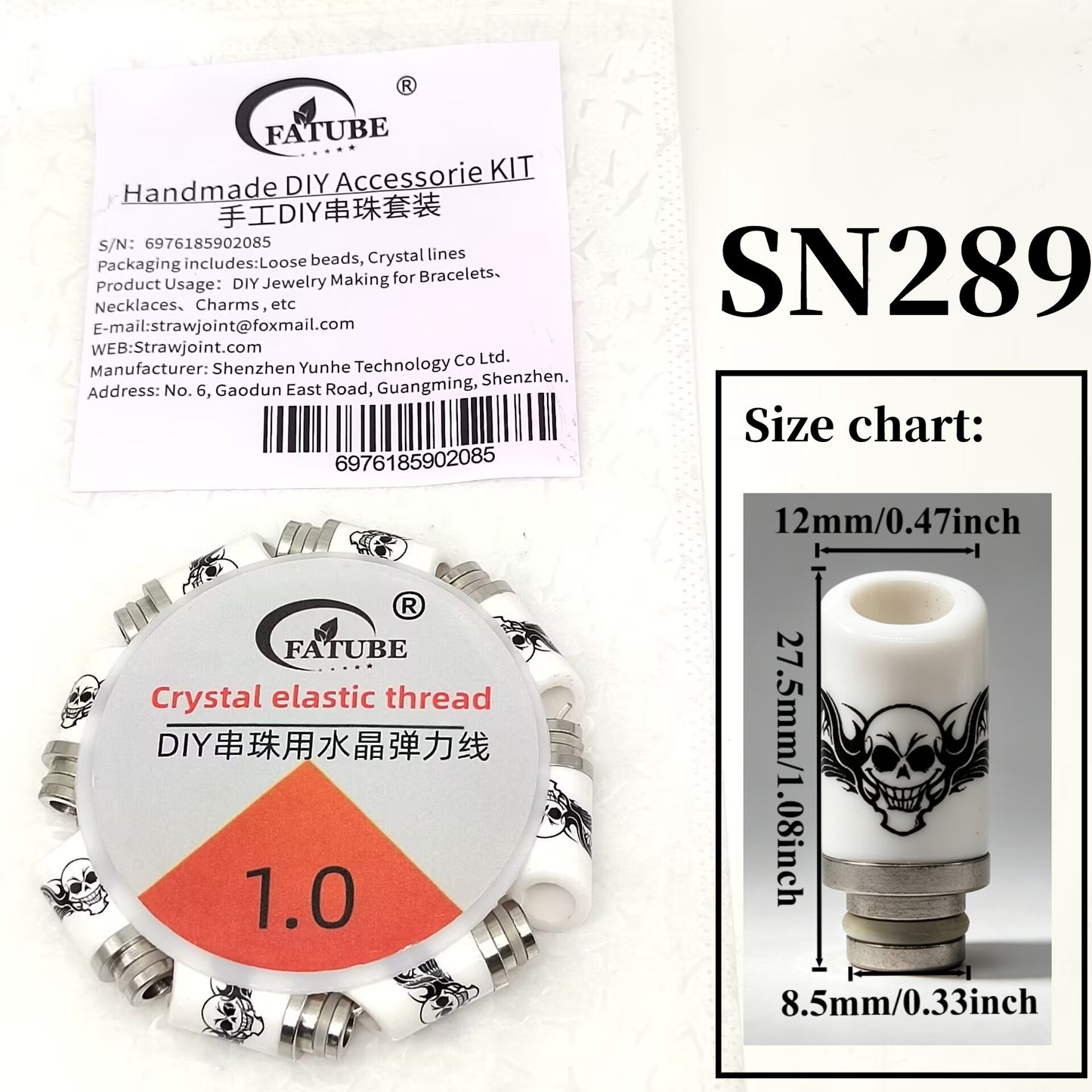 1.0mm Crystal Elastic Thread Beading Kit, Printed Ceramic Tube Beads and Stainless Steel Spacers, DIY Handmade Bracelet Necklace Jewelry Making Supplies