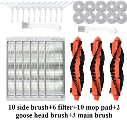 Suitable for Mijia Self-Cleaning 2 Consumables Robot Vacuum Cleaner Accessories, Xiaomi Robot Vacuum X20 C101 Main Roller Brush & Filter
