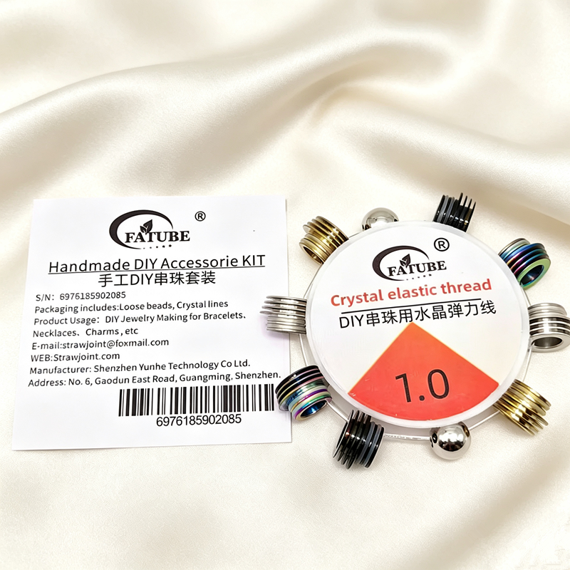 FATUBE Metal Beads + Crystal Elastic Cord DIY Bracelet and Necklace Beading Kit with Elastic Thread.