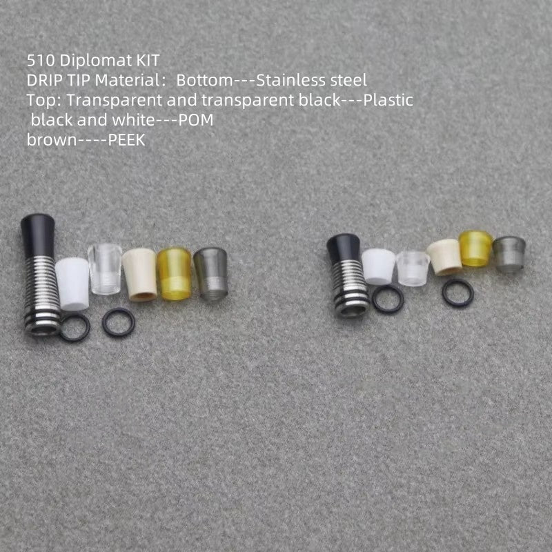 510 Diplomat DRIP TIP Short/Long  Style SS PC POM PEI PEEK or 510 Diplomat DRIP TIP KIT Short Long Style SS PC POM PEI PEEK