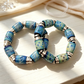 FATUBE Blue Patterned Lapidary Glass Beads DIY Beading Set 1.0mm Crystal Elastic Thread Handmade Bracelet Accessories Glass Dividing Beads Components.