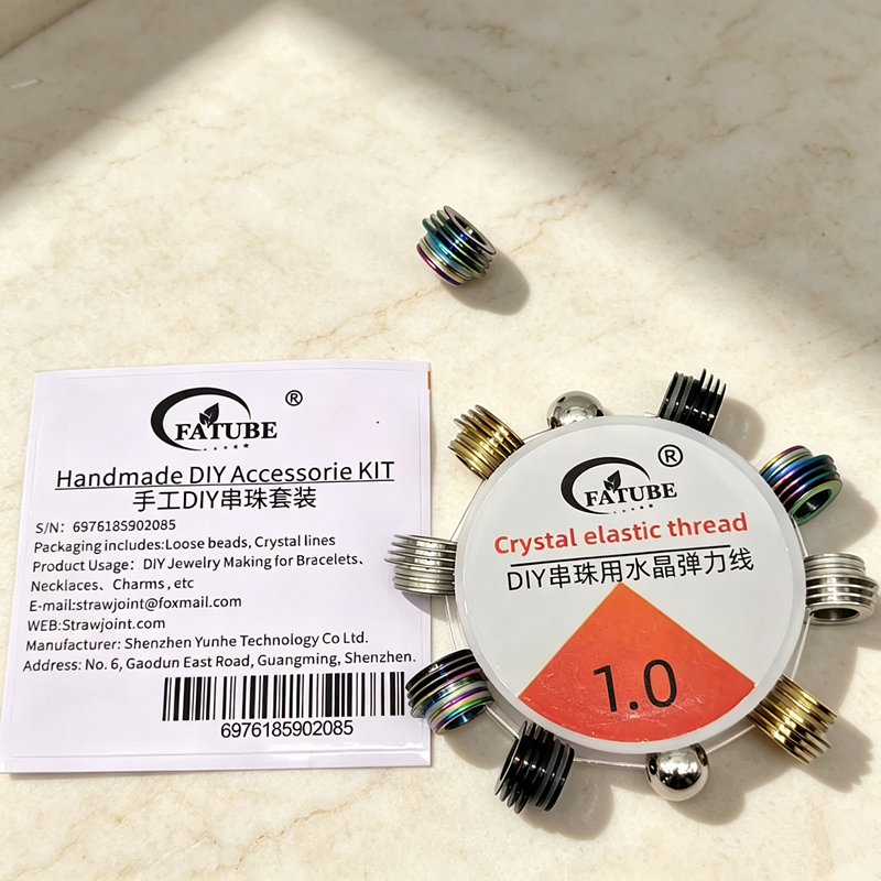 FATUBE Metal Beads + Crystal Elastic Cord DIY Bracelet and Necklace Beading Kit with Elastic Thread.
