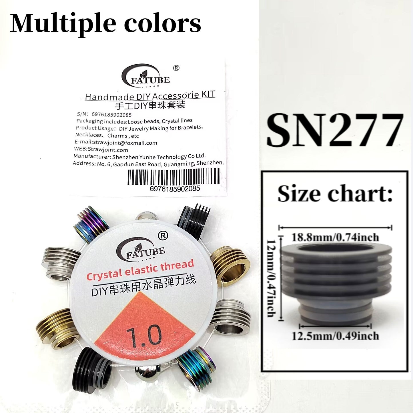 DIY Jewelry Making Loose Beads FATUBE Metal Stainless Steel Beads Kit with 1.0mm Crystal Elastic String for Handmade Bracelets Necklaces