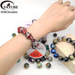 Nebula Marbled Round Beads with Snake Skin Honeycomb Metal End Caps + Elastic Cord DIY Bracelet Making Kit.