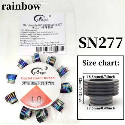 DIY Jewelry Making Loose Beads FATUBE Metal Stainless Steel Beads Kit with 1.0mm Crystal Elastic String for Handmade Bracelets Necklaces