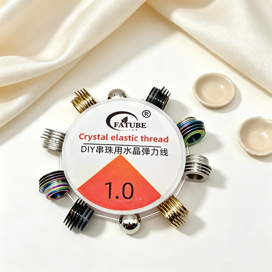 FATUBE Metal Beads + Crystal Elastic Cord DIY Bracelet and Necklace Beading Kit with Elastic Thread.