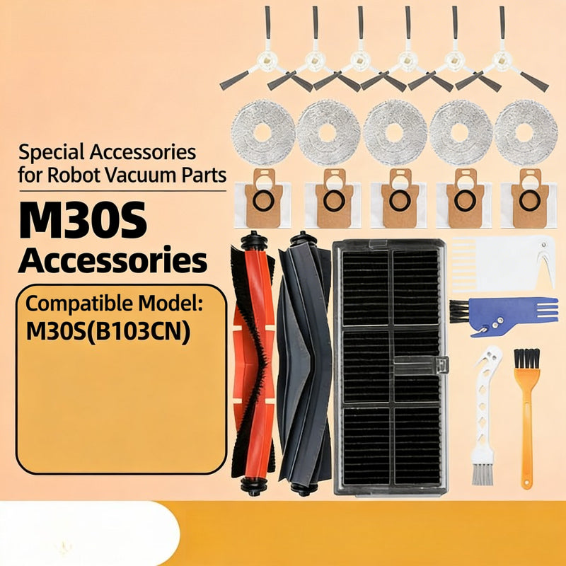 Compatible for Xiaomi MiJia Omni M30S B103CN Vacuum Cleaner Parts Main Brush Dust Bag HEPA Filter Side Brush
