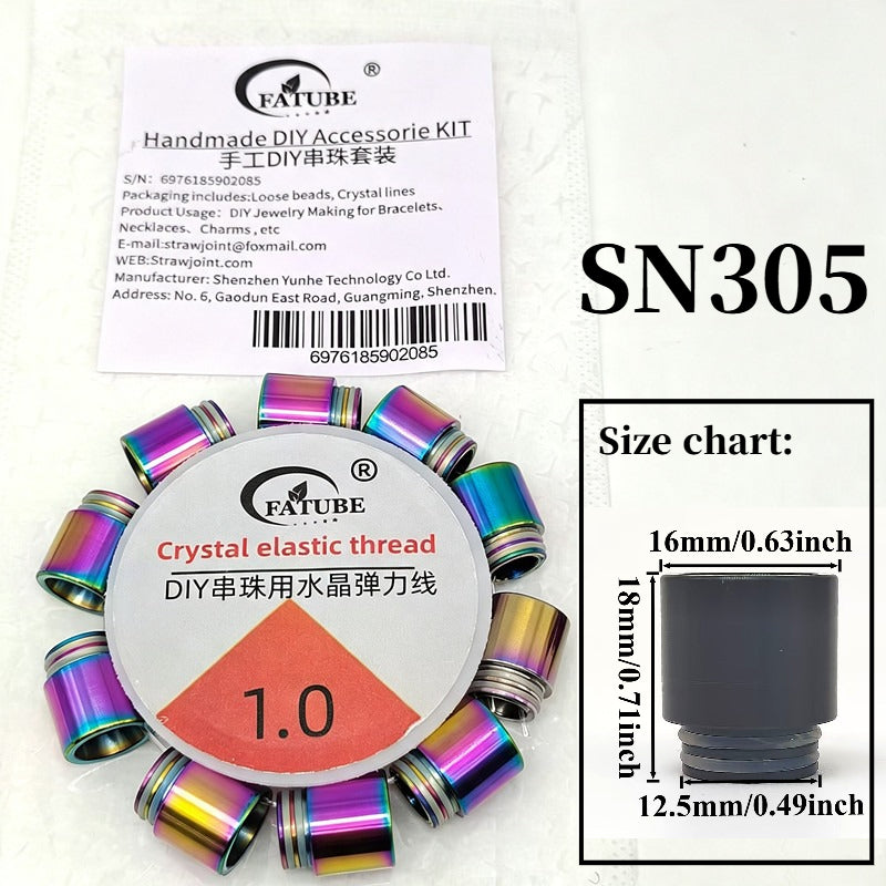Multicolor Stainless Steel Grooved Tube Spacer Beads DIY Jewelry Making Kit With 1.0mm Crystal Elastic Thread For Bracelet Necklace Craft.