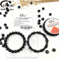 FATUBE Black POM Large Hole Bucket Beads DIY Bracelet Components Matte Black Resin Loose Beads with 1.0 Crystal Elastic String Craft Kit