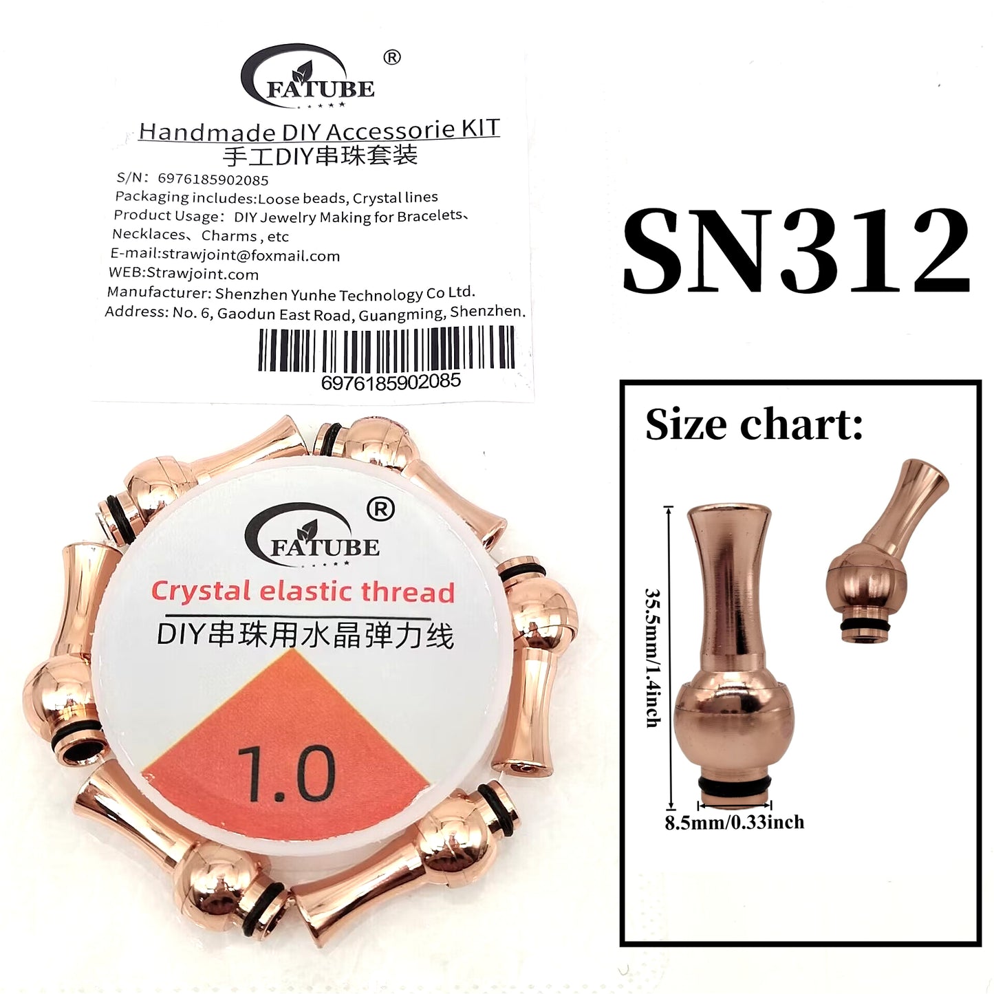 FATUBE Rotatable Multi-Color Plated Metal Tube Beads DIY Jewelry Kit, Bracelet Necklace Making Supplies with 1.0mm Crystal Elastic Thread
