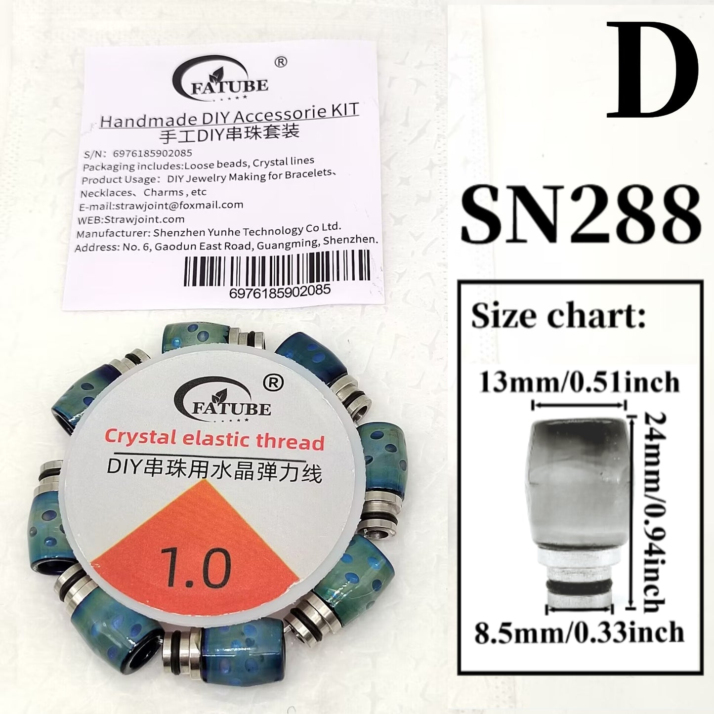 FATUBE Blue Patterned Lapidary Glass Beads DIY Beading Set 1.0mm Crystal Elastic Thread Handmade Bracelet Accessories Glass Dividing Beads Components.