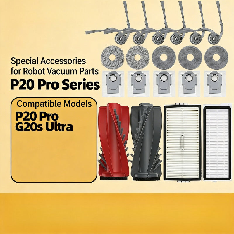 Compatible for Roborock P20 Pro / G20s Ultra Vacuum Cleaner Accessories Side Brush Roller Brush HEPA Filter Mop Cloth