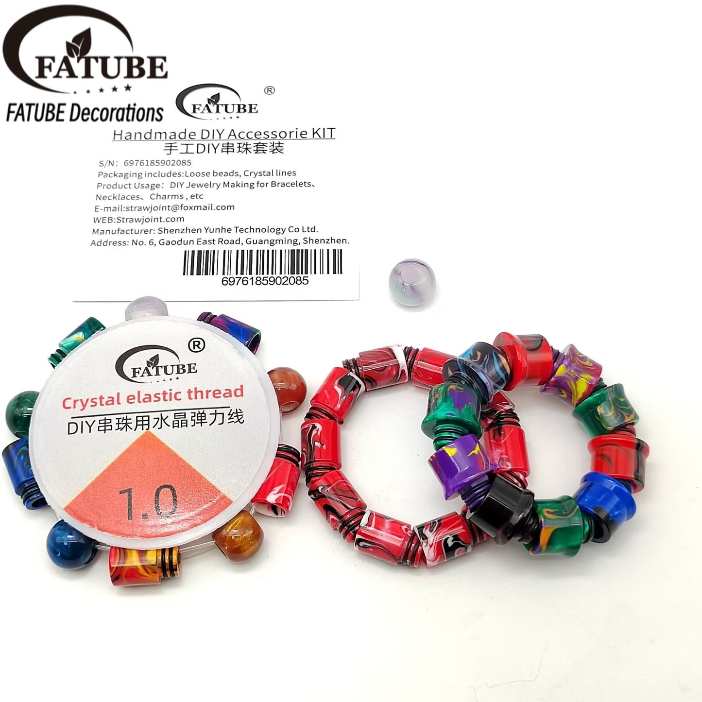 FATUBE 1.0mm Crystal Elastic Thread, DIY Beading Supplies for Handmade Bracelets and Necklaces.