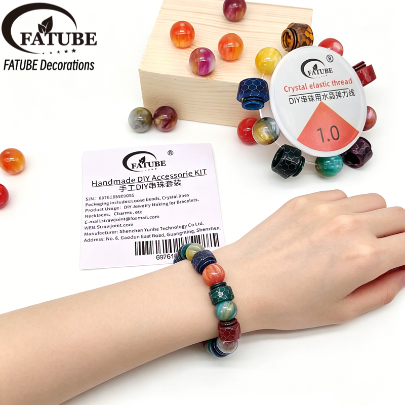 Mixed Color Crack Texture Resin Spacer Beads Set Handmade Jewelry Bracelet Accessories Material.