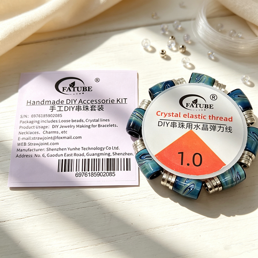 FATUBE Blue Patterned Lapidary Glass Beads DIY Beading Set 1.0mm Crystal Elastic Thread Handmade Bracelet Accessories Glass Dividing Beads Components.