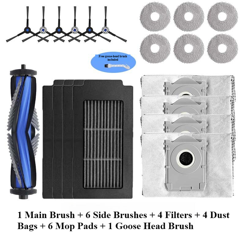 Consumables & Accessories for Ecovacs T50 PRO Robot Vacuum:Dust Bag,Mop Cloth,Cleaning Solution,Rolling Brush,Side Brush,Filter