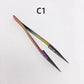 Straw Joint Stainless Steel Ceramic Tweezers High Temperature Head Changeable DIY Repair Hand Tool Rainbow 1Pcs