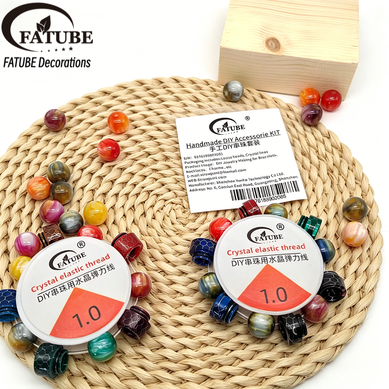 Mixed Color Crack Texture Resin Spacer Beads Set Handmade Jewelry Bracelet Accessories Material.