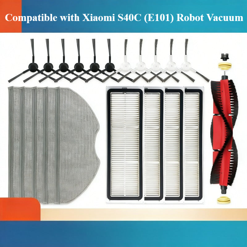 Vacuum Cleaner Accessories Kit Compatible with Xiaomi S40C (E101) Main Brush Side Brush Filter Mop Cloth Dust Bag