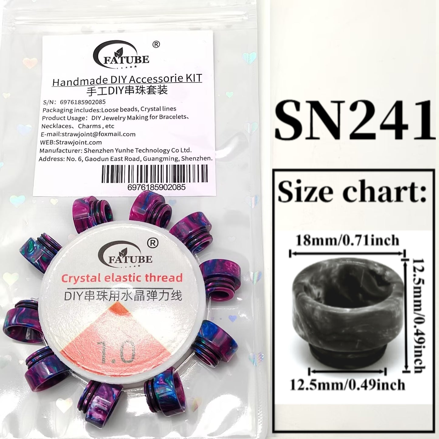 FATUBE Wear-Resistant Transparent Beading Elastic Thread 1.0mm Crystal Cord for Handmade DIY Bracelet Accessories.